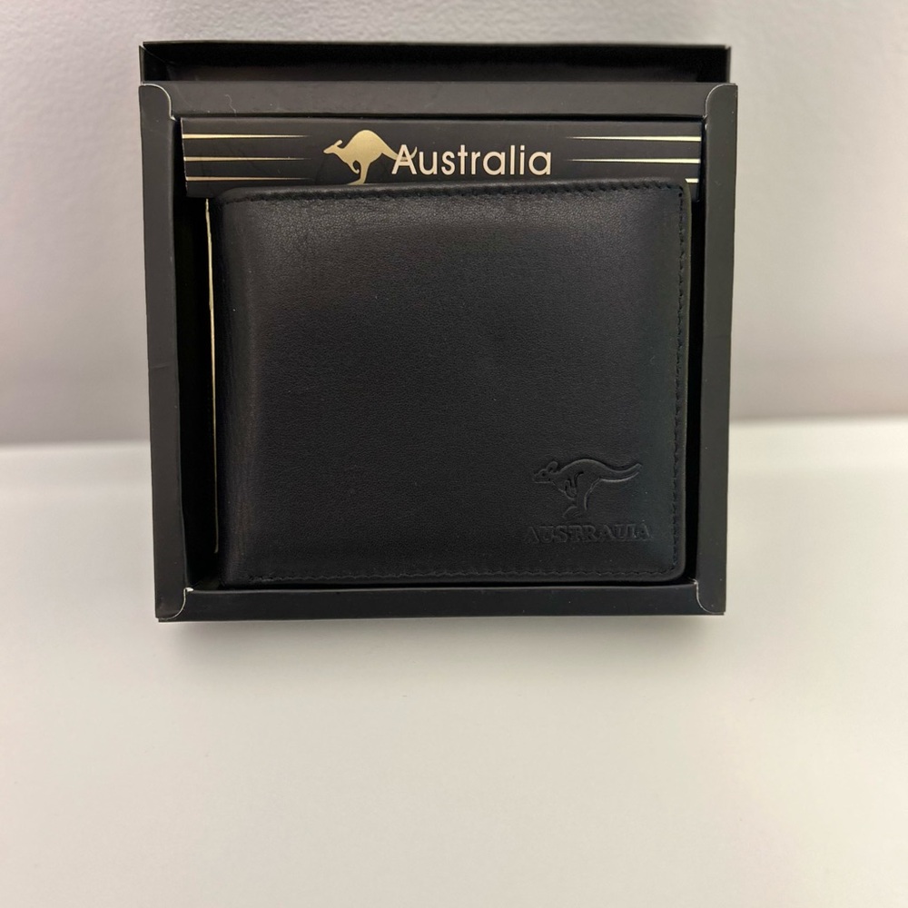 Men's Black Kangaroo LEATHER Bi-Fold Wallet from Australia